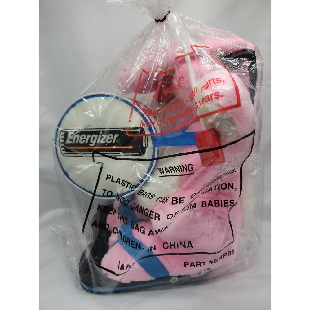 Vintage Large Plush Energizer Bunny Rabbit 22" Tall NOS 90's Pink Toy w/ Sandals